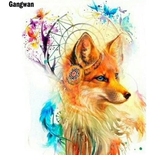Diy Diamond Painting Lovely Fox Cross Stitch Colorful Diamond Embroidery Animal Full square round drill Rhinestone Home Decor