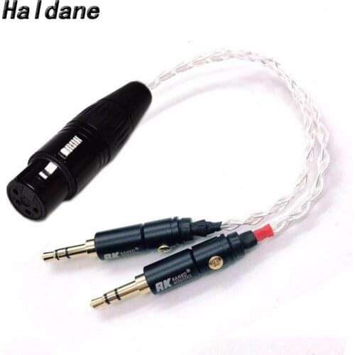 Free Shipping Haldane 10cm Silver plated 2x 3.5mm Male to 4-pin XLR Female Balanced Audio Adapter Cable for PHA-3 Pono Player