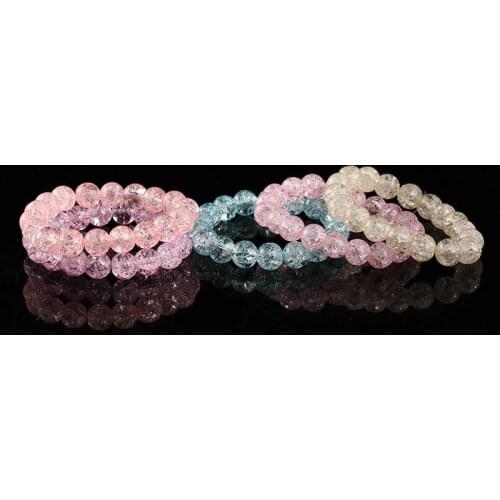 8mm Natural Glass beads popcorn crystal bracelet is suitable for men and women to wear elastic string Bracelets jewelry