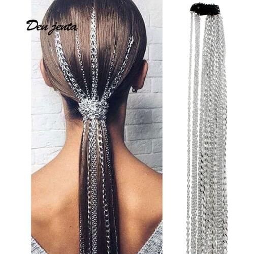 Boho Multistrand Metal Chain Hair Extensions Clips Hair Chain Tassel Hair Combs Hair Jewelry