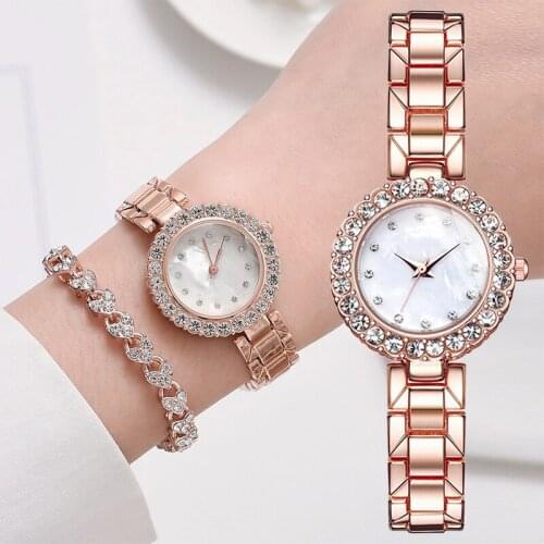 Elegant Women Watches Top Brand Luxury Rose Gold Diamond Lady Wrist Watch bracelet Female Clock For Dropship Relogio Feminino