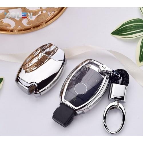 Plating TPU+PC Car Remote Key Case Cover Shell For Mercedes Benz C A B G R Class W205 GLC GLA W204 W176 W203 W212 W463 W251 AMG