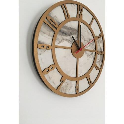 North Designed Ephesus Gold Circle Decorative Wall Clock 30 Cm
