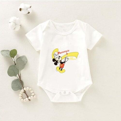 Disney Mickey And Friends Baby Romper Cartoon Crawl Cotton Streetwear Summer Tees Casual Girls Short Sleeve Bodysuits Kawaii