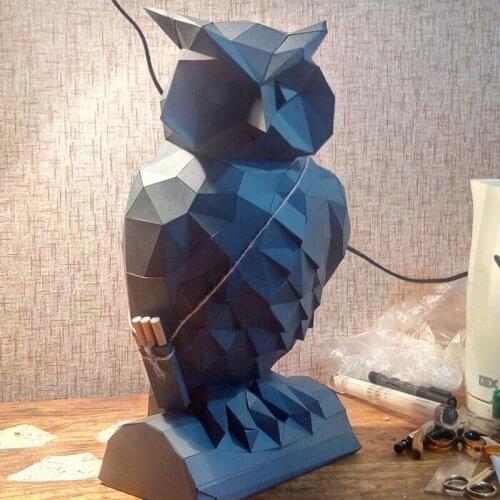 DIY Home Decoration Cute Owl Paper Model Puzzle Toy Animal for Restaurants Store Bar Waterproof Educational Folding Model Toy