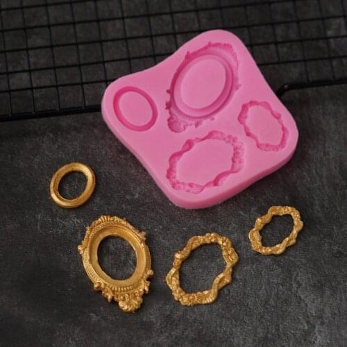 European Frame Shape Sugarcraft Fondant Mold Silicone Mould Embossing Molds Antique Classic Mirror Border Pattern