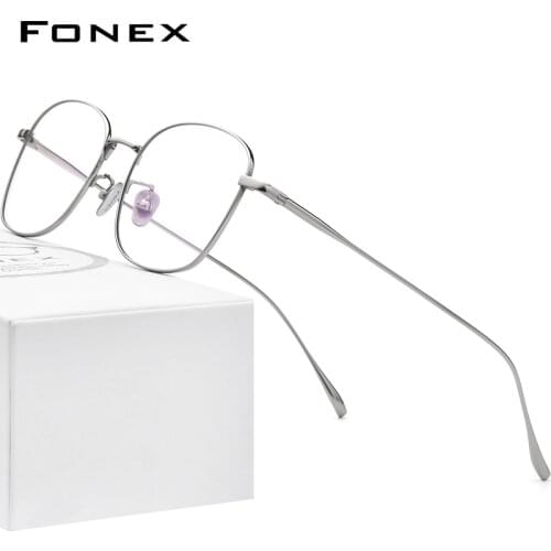 FONEX Pure Titanium Eyeglasses Frame Men Vintage Square Prescription Myopia Optical Glasses Men 2021 New Korean Eyewear F85652