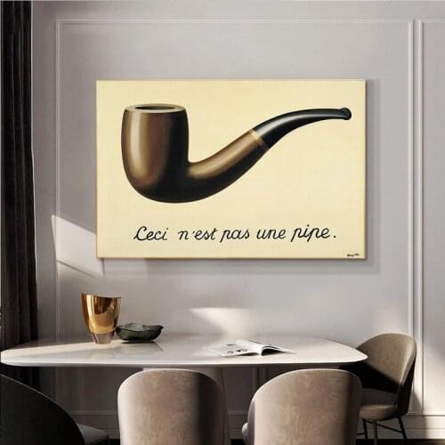 Rene Magritte Famous Painting This Is Not A Pipe Canvas Print Painting Poster Wall Art Pictures for Home Decor Unframed