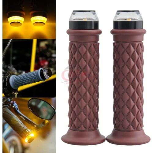Brown 7/8" Motorcycle Durable Hand Grip Bar Handlebar End Fits For Bobber Cafe Racer Clubman Custom new Universal