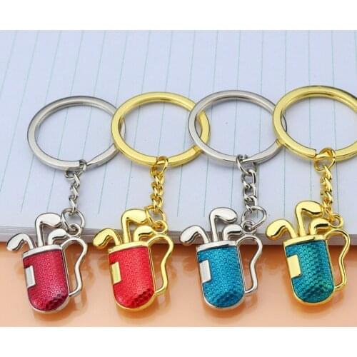 Creative Golf Keychain Car Epoxy Golf Bucket Key Chain Pendant Customized Golf Course Best Gift Pendant Jewelry K4247