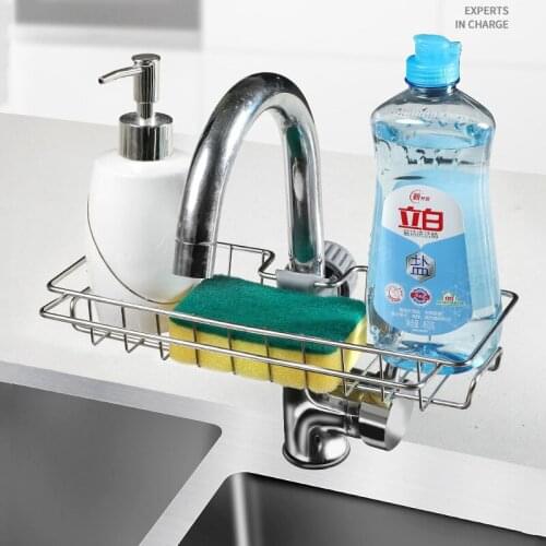 Stainless Steel Faucet Rack Kitchen Storage Shelf Sponge Dish Cloth Finishing Rack Drain Rack Pool Rag Storage Drain Dry Rack