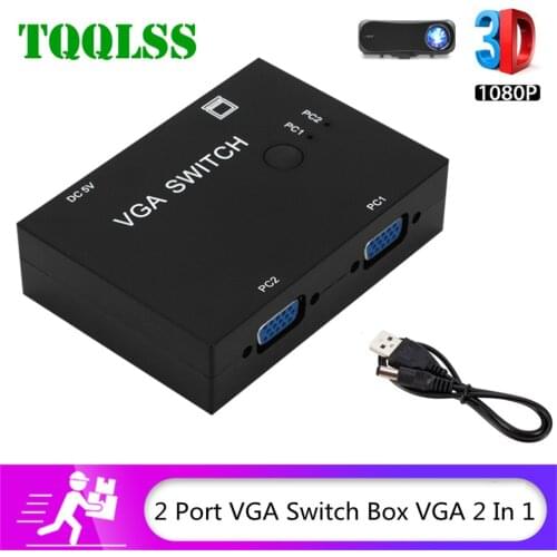 HOT 2 In 1 Out Switcher 2 Port VGA Switch Box VGA for Consoles Set-top Boxes 2 Hosts Share 1 Display Notebook Projector Computer