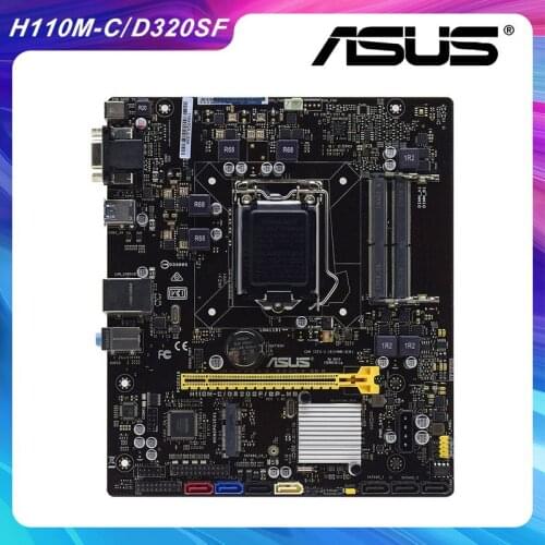 ASUS H110M-C/D320SF/DP_MB LGA 1151 Intel H110 Original Desktop PC Motherboard DDR4 Core i3 i5 i7 Cpus DVI USB3.0 PCI-E X16 Slot