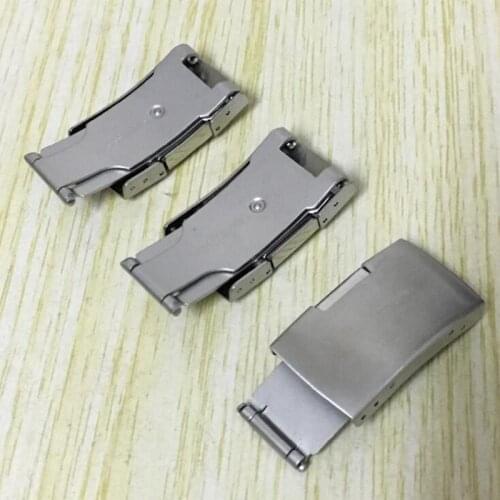 16 18 20 22 24mm 304 Stainless Steel Metal Butterfly Folding Watch Band Buckle Silver For Rubber Leather Strap Bracelet Clasp