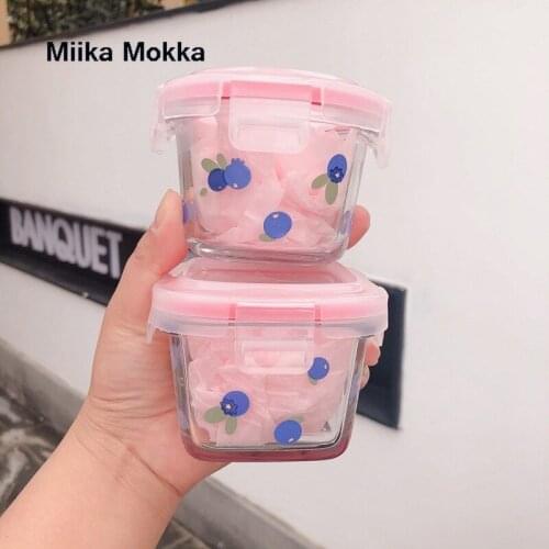 Ns Styleblueberry Mini Sealed Box Small Capacity Fresh-keeping Box Cute Girl Heart Glass Dried Fruit Snack Box Food Storage