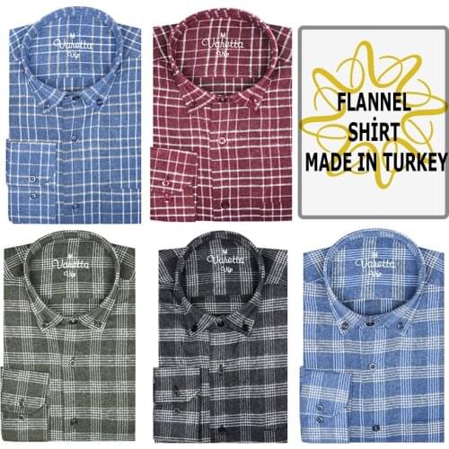 Winter Flannel Mens Shirts Long Sleeve Red Checkered Shirt Men Blue New Chemise Homme Cotton Male Check Shirts Nw Turkey Varetta