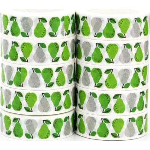 NEW 10pcs/Lot Decorative Green Pears Fruit Washi Tapes DIY Scrapbooking Planner Adhesive Masking Tape Cute Papeleria