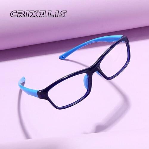Blue Light Blocking Glasses Kids Pebax Material Ultralight Rectangle Flexible Sports Frame Computer Eyewear Children Boy UV400