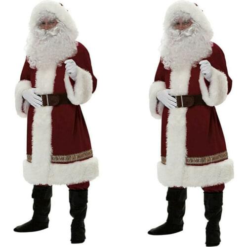 Christmas Santa Claus Costume Adult Men Cosplay Suit Women Clothes Fancy Dress In Christmas Men Costume Suit For Adults
