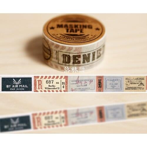 Adhesive tape Self-restraint paper tape diy vintage postmarked masking tape
