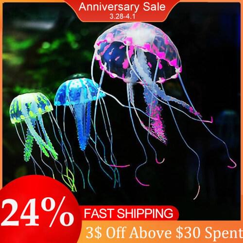 Silicone Simulation Artificial Jellyfish Glowing Effect Ornaments Fish Tank Aquarium Decoration Aquaristics Aquarium Accessories