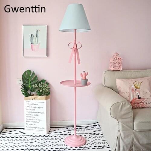 Nordic Bow-knot Floor Lamp Led Standing Light Modern Fabric Stand Lighting Fixtures for Childrens Room Bedroom Home Loft Decor