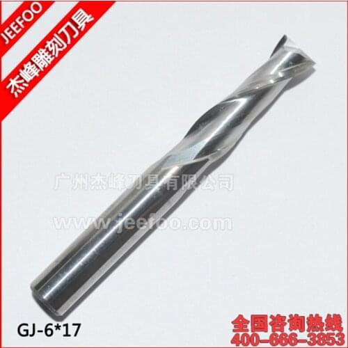 6*17 Two Flutes Spiral End Mill, Tungsten Steel Carbide CNC Router Bits, Engraving Tools