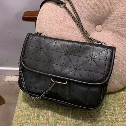 Fashion Lozenge Shoulder Bag Women PU Leather Flap Messenger Bag Luxury Chains Black Hobo Bag Designer Shopping Armpit Handbag