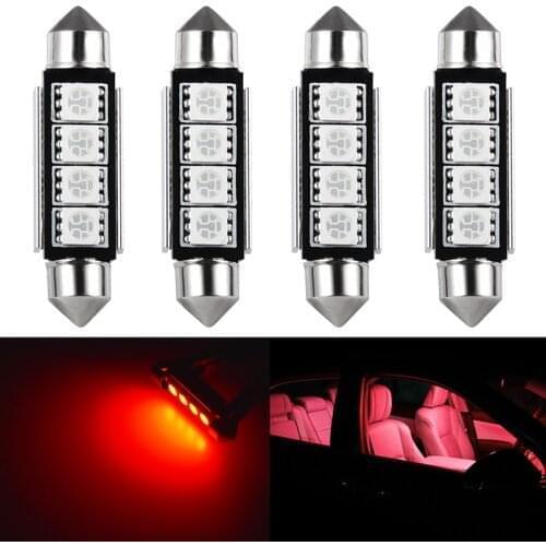 4pcs led C5W C10W Canbus bulbs 5050 SMD Red White 41mm 42mm led car Festoon Dome Reading Light Interior lighting lamps 12V 6000K