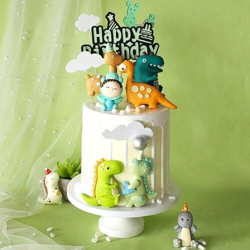 Dinosaur Party Decoration Cake Topper Birthday Happy Anniversary Jurassic Dino Animals Kids Favors Cakes Decorating Dessert Gift