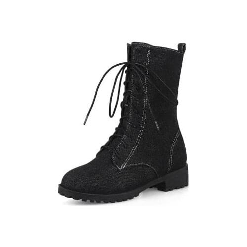 Big Size 9 10 11-15 boots women shoes ankle boots for women ladies boots shoes woman winter Cross strap with flat round head