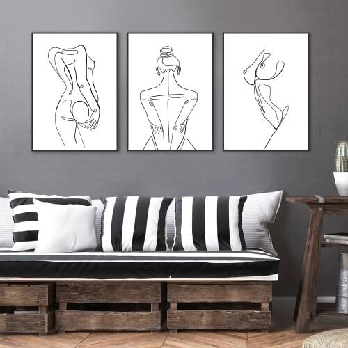 Female Nude Poster Line Drawing Wall Art Canvas Prints Abstract Women Body Painting Minimalist Wall Pictures Living Room Decor