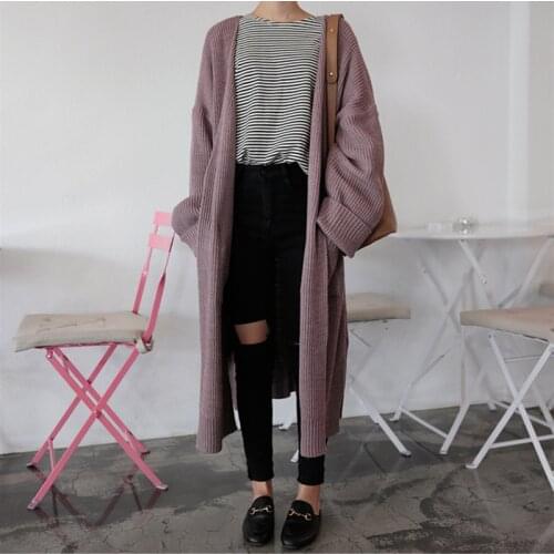 3 colors knitted sweaters women 2021 spring korean chic style solid color korean style long cardigan women (C8991)