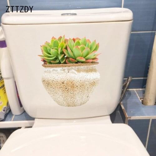 ZTTZDY 20.8×23.6CM Retro Potted Succulents Home Wall Decor Accessories WC Toilet Stickers T6-0061