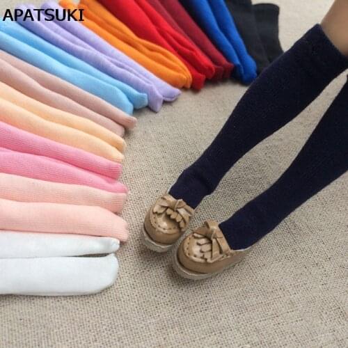 1pair Pure Color Stockings for Barbie Doll Middle Tube Sock For Blythe 1:6 Doll Long Socks For Momoko 1/6 Doll Accessories