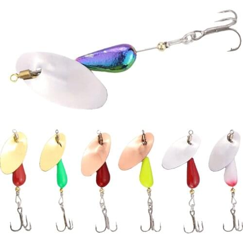 1PCS Rotating Spinner Fishing Bait Metal Jigging Fishing Lure 50MM/60MM Sequins Spoon Artificial Hard Bait Fishing Tackle