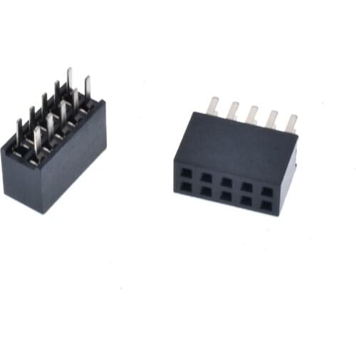 100pcs/lot 1.27mm Female Header, 2*5P Straight, Dual Row, 180o, Rohs, Plastic Height 4.3mm, Golden-Plated