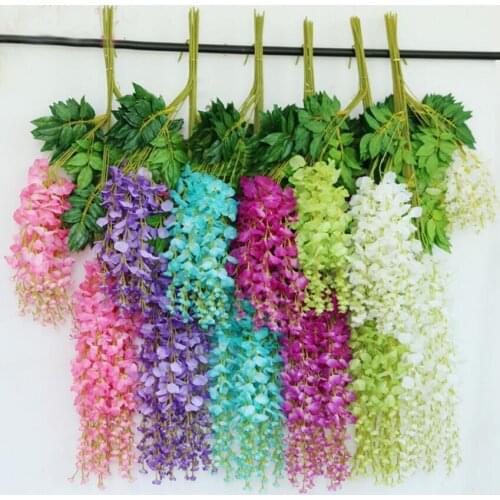 12pcs/Lot 110cm Hanging Artificial Plant Wisteria Flower For Wedding Holiday Party Home Bar Hotel Wall Venue Decoration