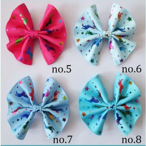 20 BLESSING Girl 3" Fan Hair Bow Clip Unicorn Wholesale Laser Gold Stamping