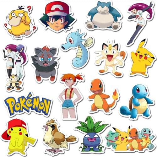 50Pcs Cartoon Anime Pokemon Stickers Kawaii Pikachu Charizard Stikers Skateboard Bicycle Guitar Laptop Kid Waterproof Stiker Toy