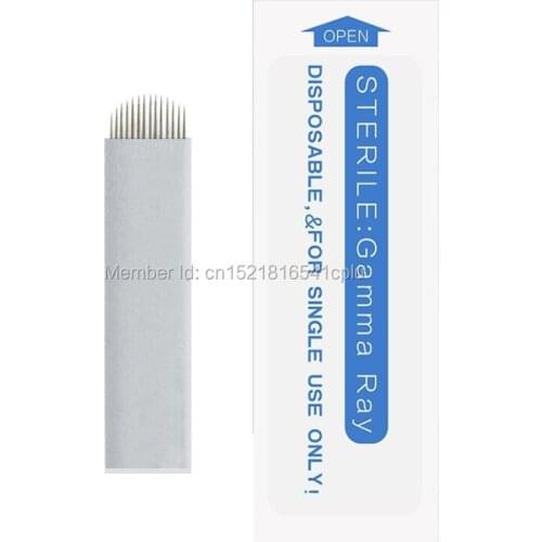 500pcs Stainless Steel Laminas Tebori 14U for Permanent Makeup Microblading Needles for Eyebrow Lip Tattoo Blades for Manual Pen