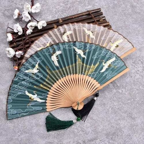 6-inch Folding Hand Fan Song Huizong Rui He Hanfu Hot Sale Cosplay Eventail A Main Wedding Favors And Gifts Womens Bambu Fan