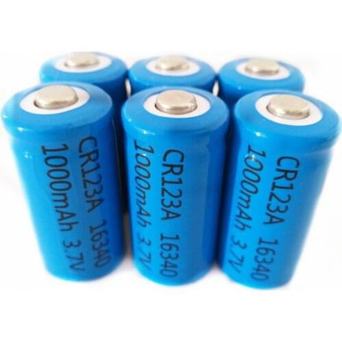 6pcs/lot SHSEJA 3.7V 1000mAh CR123A 16340 rechargeable battery protection CR123a 16340 lithium ion rechargeable lithium battery
