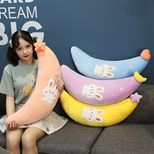 70CM Cute Moon Rabbit Pillow Plush Toys Soft Girl Lovely Sleeping Stuffed Sofa Cushion Plushie Moon Home Decor For Kids Gifts