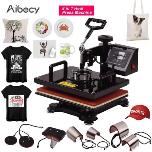 8 in 1 Combo Digital Heat Press Thermal Transfer Machine with Mug Plate Hat Cap Press for T-Shirt Hat/Cap Mug/Cup Plate