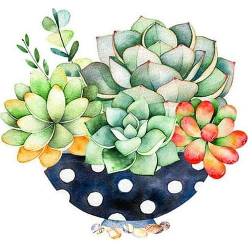 Diamond painting succulents 5d full square cactus diamond mosaic landscape sticker home decoration