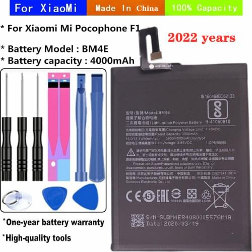 BM4E Battery For Xiaomi MI Pocophone F1 Phone Battery 4000mAh High Capacity Replacement Batteries + Tool Kits