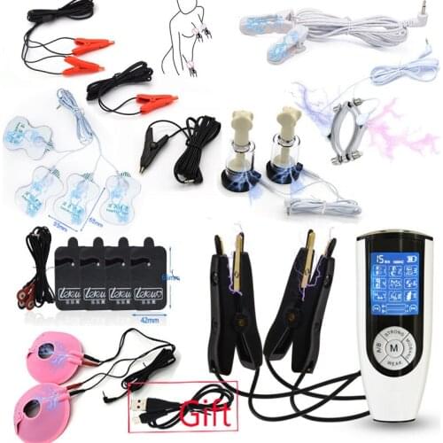 BDSM Electric Shock Nipple Clamp Clit Clip Labia Clip Stimulator Breast Massage SM Sex Game Flirt Accessory Sex Toys For Couple