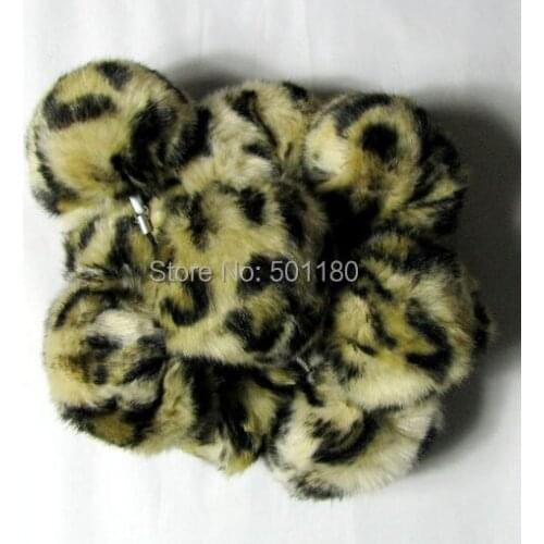 Free shipping leopard print color fake fur ball for phones synthetic fur ball