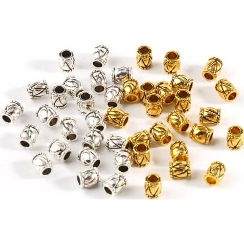 6*5mm Metal Alloy Tibetan Drum Spacer Beads Diy Bracelet Necklace Accessories Loose Beads for Jewelry Making Handmade Supplies